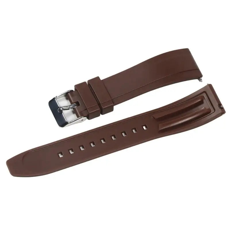 Raised-Center Silicone Buckle Band in Brown for compatible Huawei watches