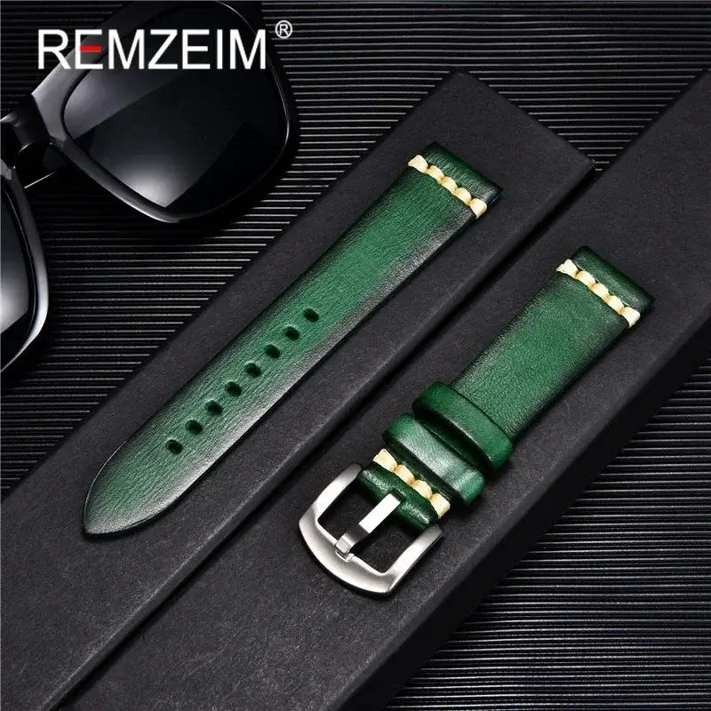 Suunto Textured Leather Band with Accent Stitching - Green