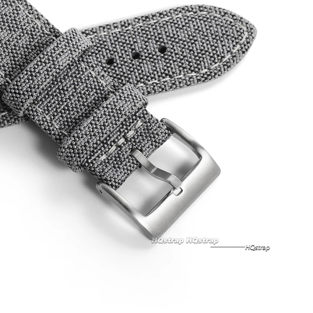 Motorola Moto Sailcloth-Style Nylon Band with Leather Lining — Gray woven texture and pin buckle