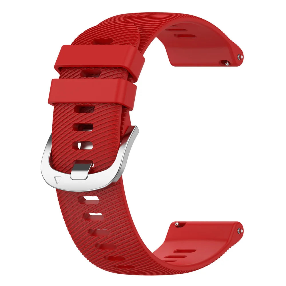 COROS Textured Silicone Sport Band in Solid and Two-Tone Colors – Red / Silver Buckle