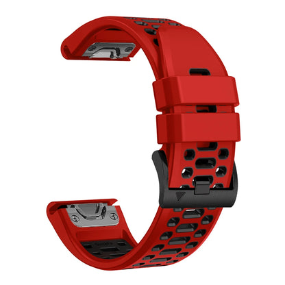 Red / Black Garmin QuickFit 22/26mm Breathable Two-Tone Silicone Band