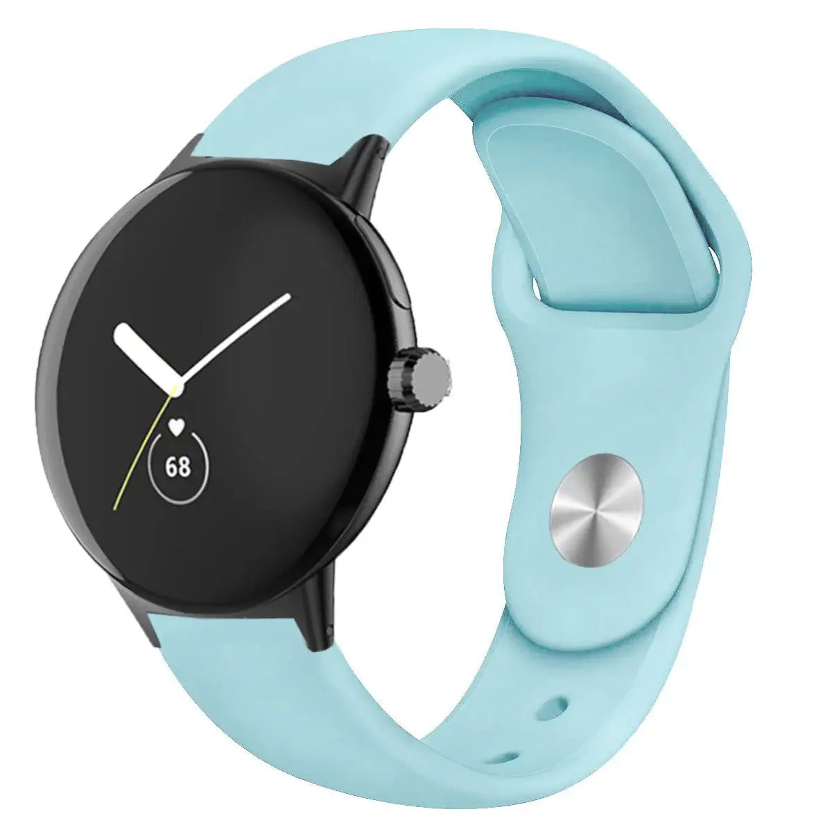 Round Stud Silicone Google Pixel Watch Band in Pale Aqua