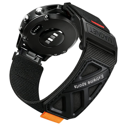 Black Garmin QuickFit 22/26mm Nylon Sport Band with Magnet Buckle