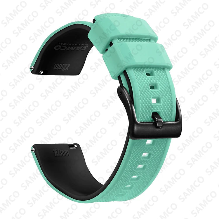 COROS Textured Silicone Watch Band with Buckle Choices - Mint / Black - Black Buckle
