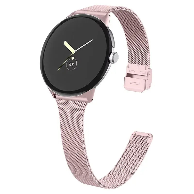 Clasp Mesh Stainless Steel Google Pixel Watch Band in Pink