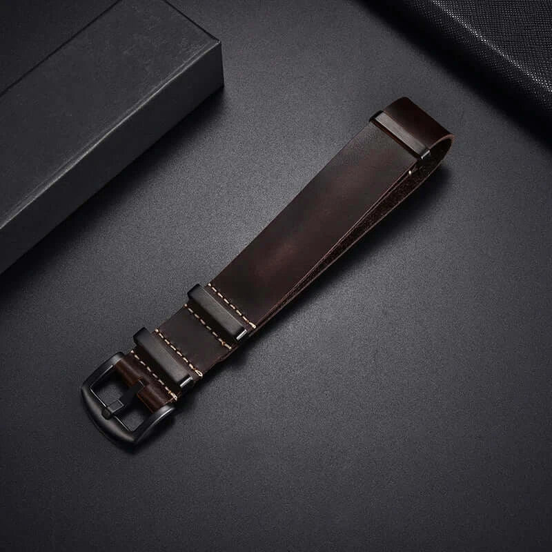 Samsung Galaxy Watch Leather Pass-Through Band in Dark Brown / Black Buckle