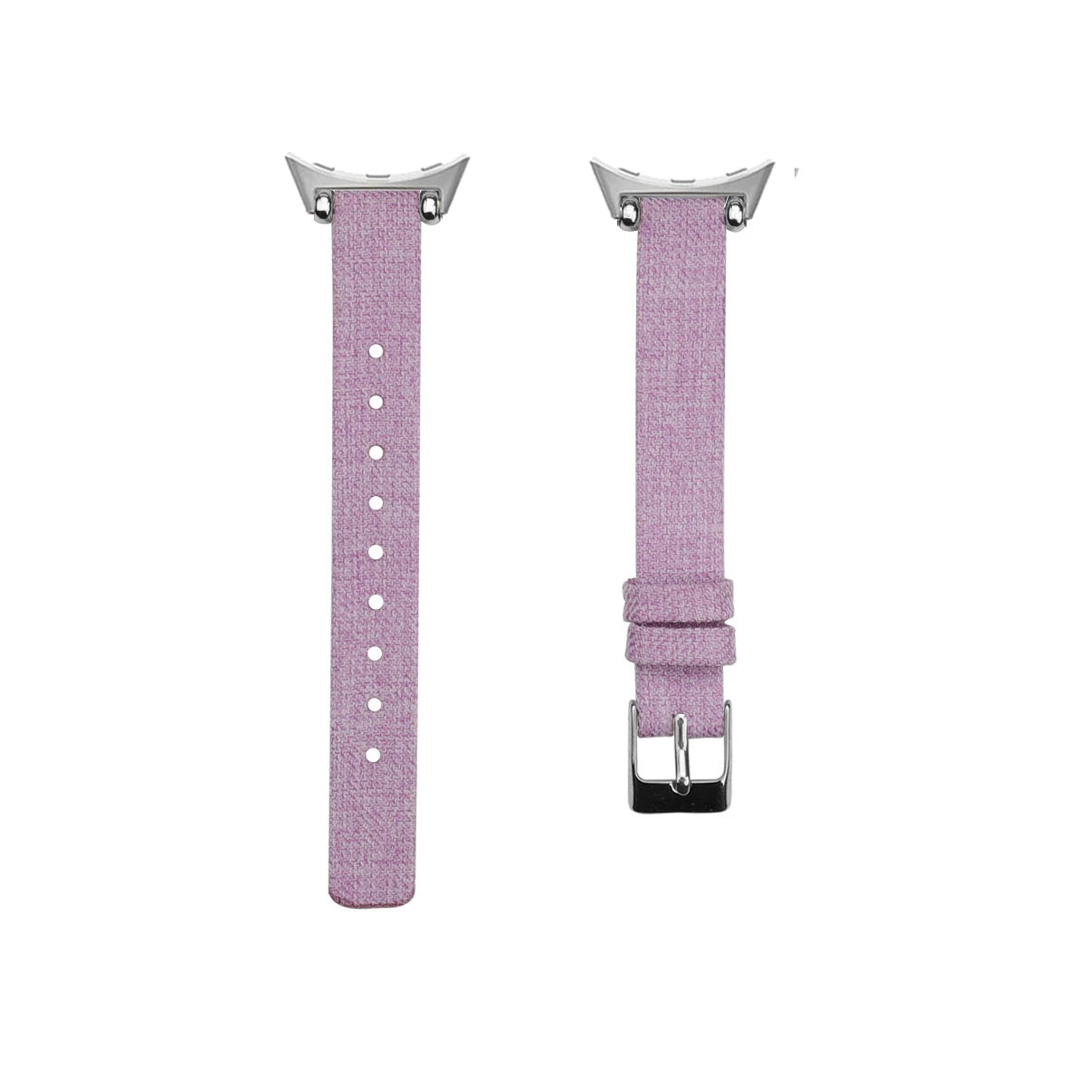 Light Purple Google Pixel Watch 5, 4 and 3 Slim Canvas Band, Leather Lining