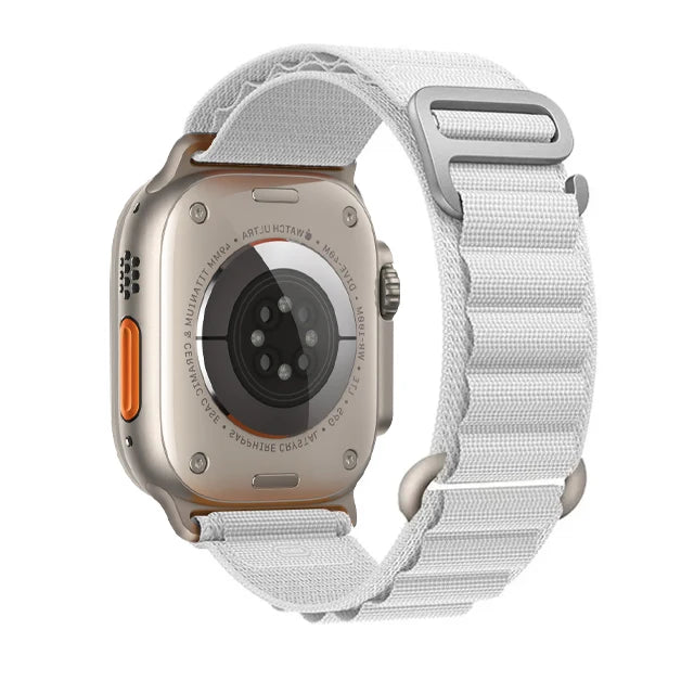 Alpine Style Nylon Apple Watch Loop with Metal Hook in White