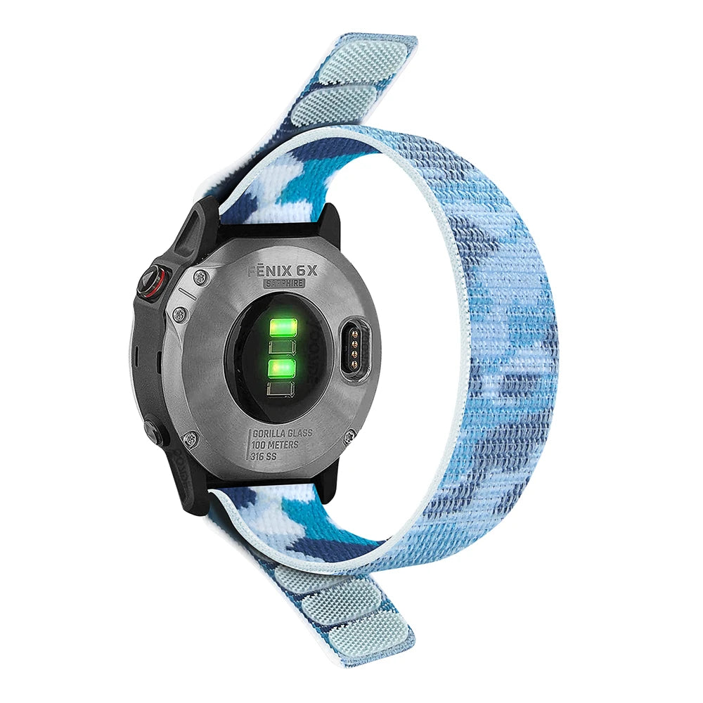 Sky Blue Garmin QuickFit 22/26mm Soft Nylon Hook-and-Loop Sport Band