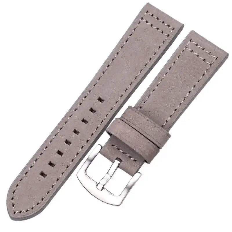 Samsung Galaxy Watch Box-Stitch Leather Band in Gray / Silver Buckle