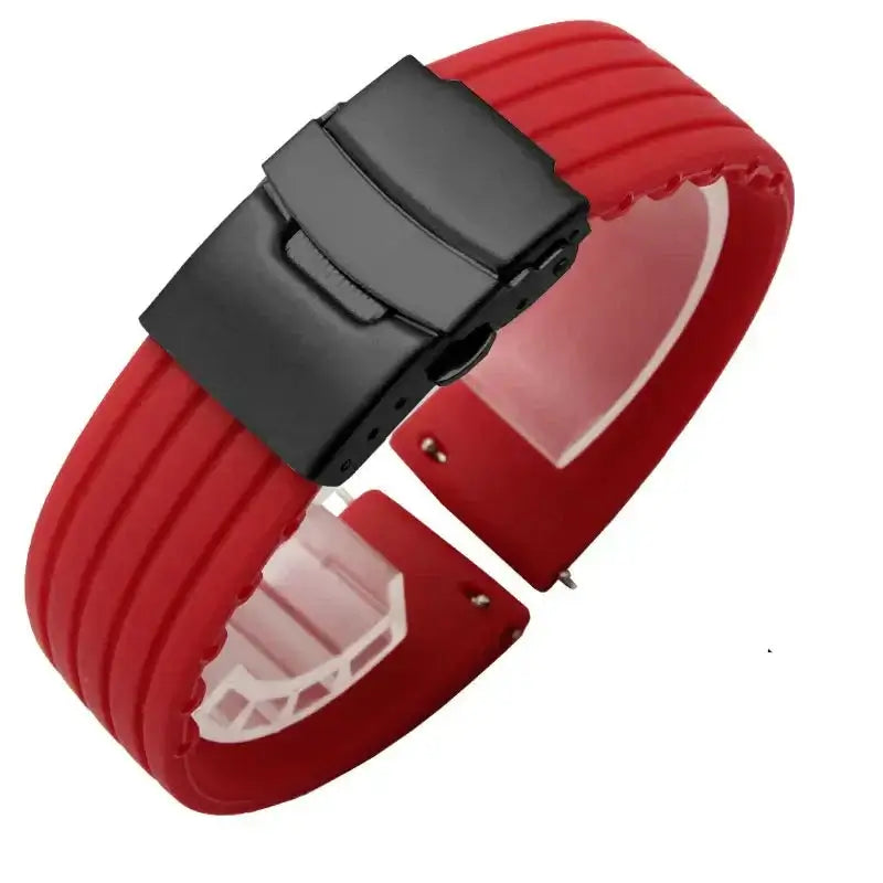 Suunto Ribbed Silicone Folding-Clasp Band - Red / Black Clasp