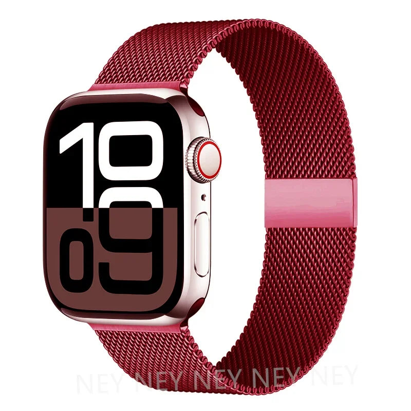 Colorful Milanese Mesh Apple Watch Band in Burgundy