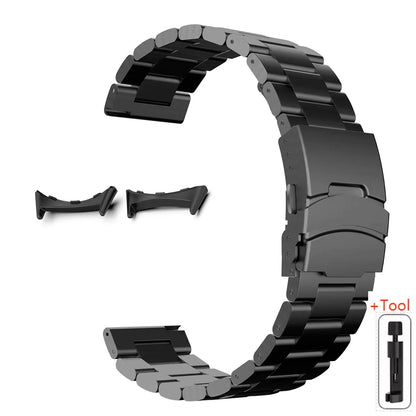 Black Google Pixel Watch 5, 4 and 3 45mm Titanium Link Band, Safety Clasp