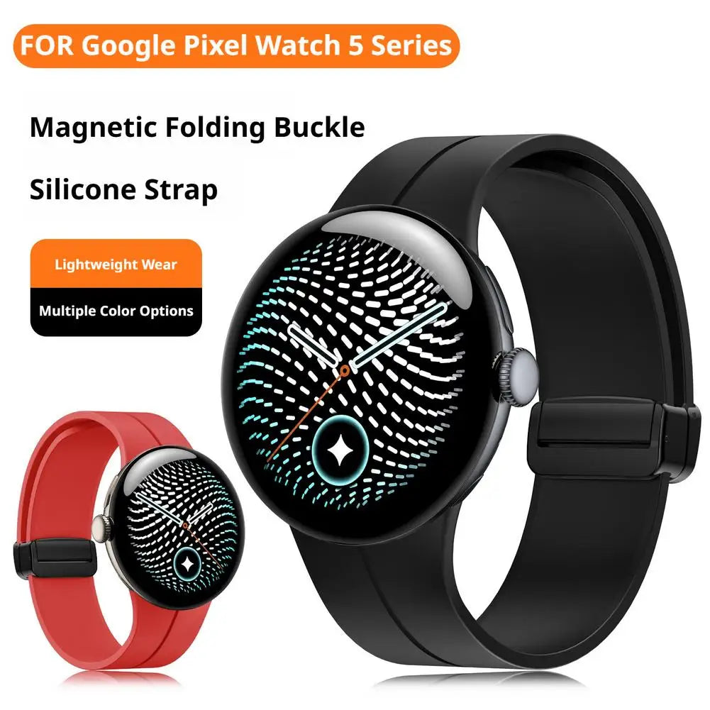 Google Pixel Watch 5, 4 and 3 Silicone Band, Magnetic Folding Buckle — product detail