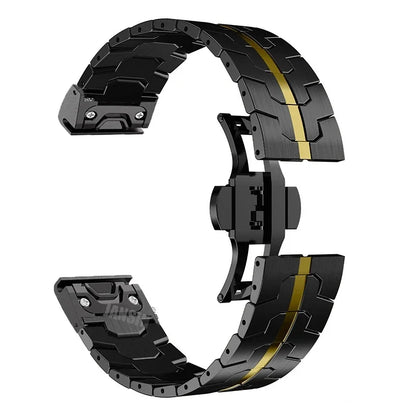 Black / Gold Garmin QuickFit 22/26mm Stainless Steel Bracelet with Color Stripe