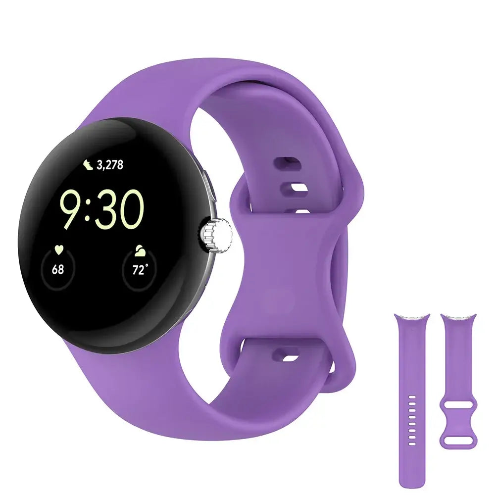 Smooth Silicone Google Pixel Watch Band in Purple