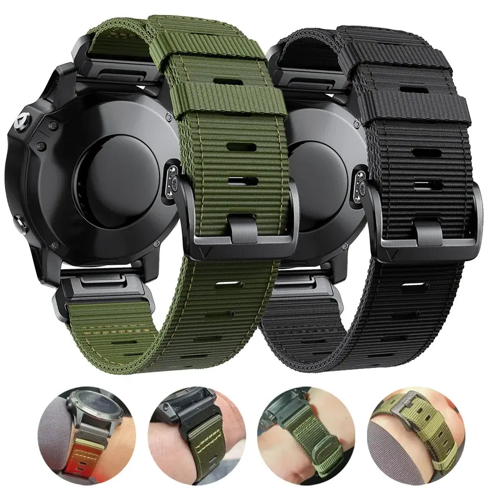 Garmin QuickFit Tactical Nylon Band army green and black bands with wrist previews