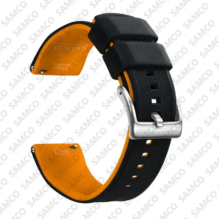Amazfit Textured Silicone Band with Buckle Choices — Black / Orange / Silver Buckle