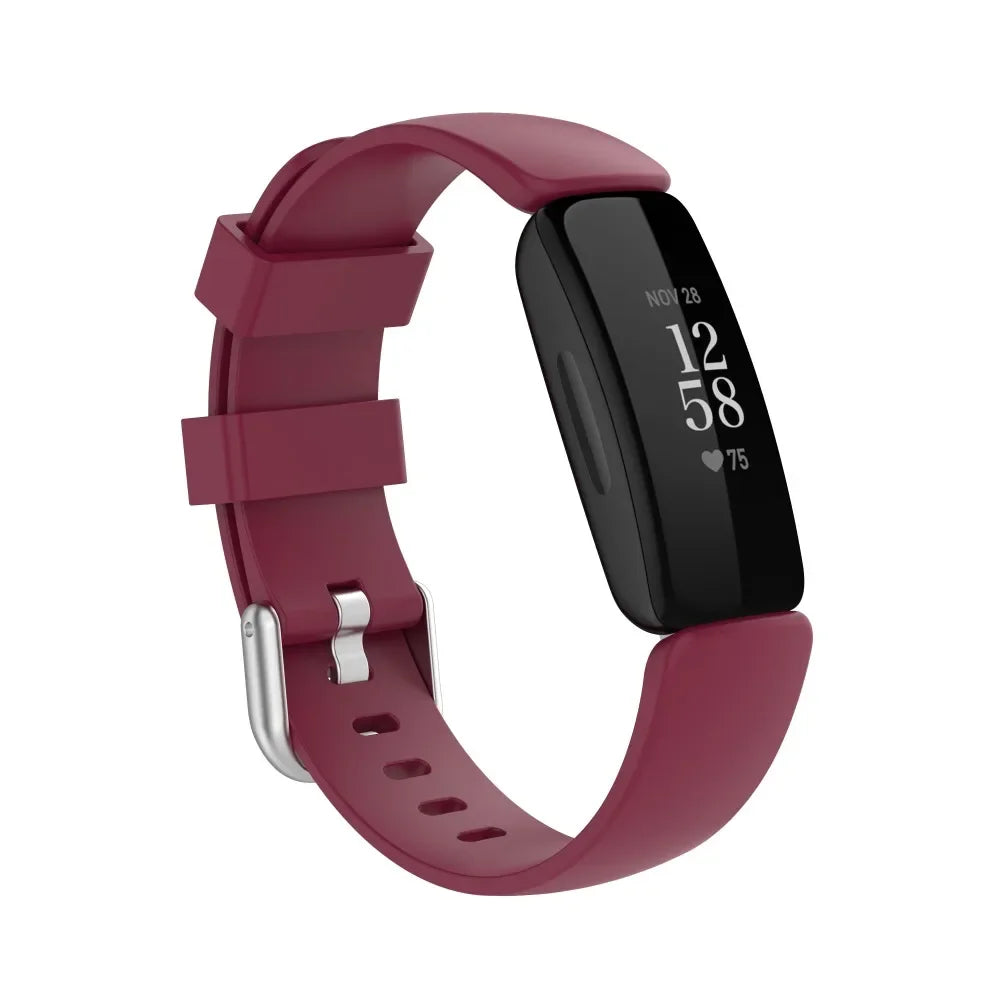 Fitbit Inspire 1/2/HR Classic Silicone Buckle Band - Burgundy band