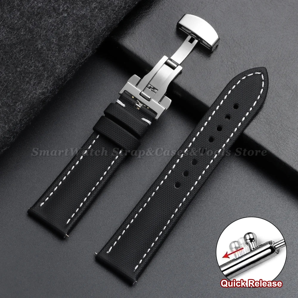Garmin Sailcloth Band in Black, White Stitching
