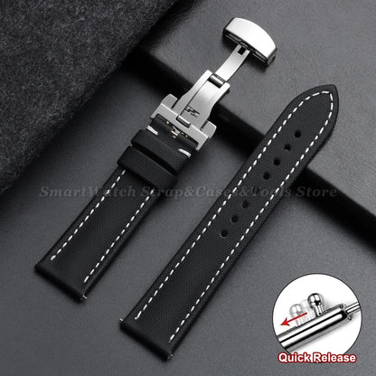 Garmin Sailcloth Band in Black, White Stitching