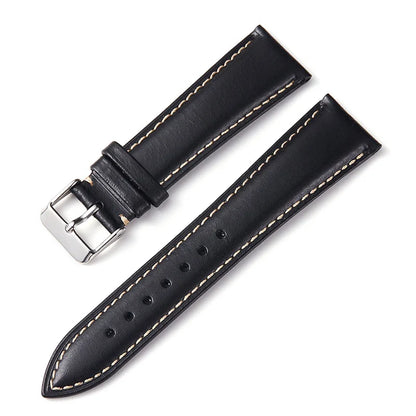Polar Oil-Waxed Leather Band with Contrast Stitching — Black