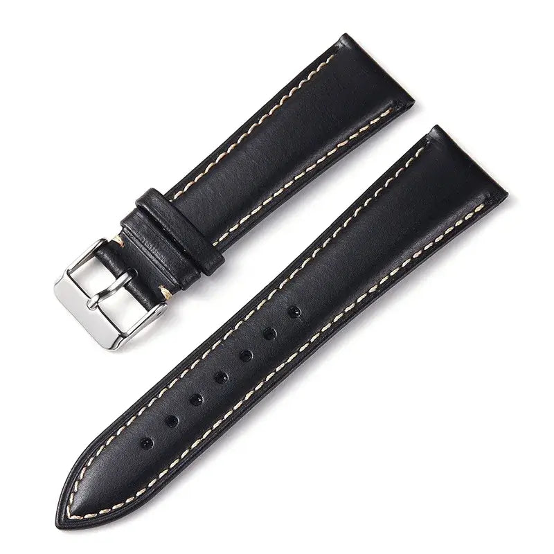 Amazfit Oil-Waxed Leather Band with Contrast Stitching - Black