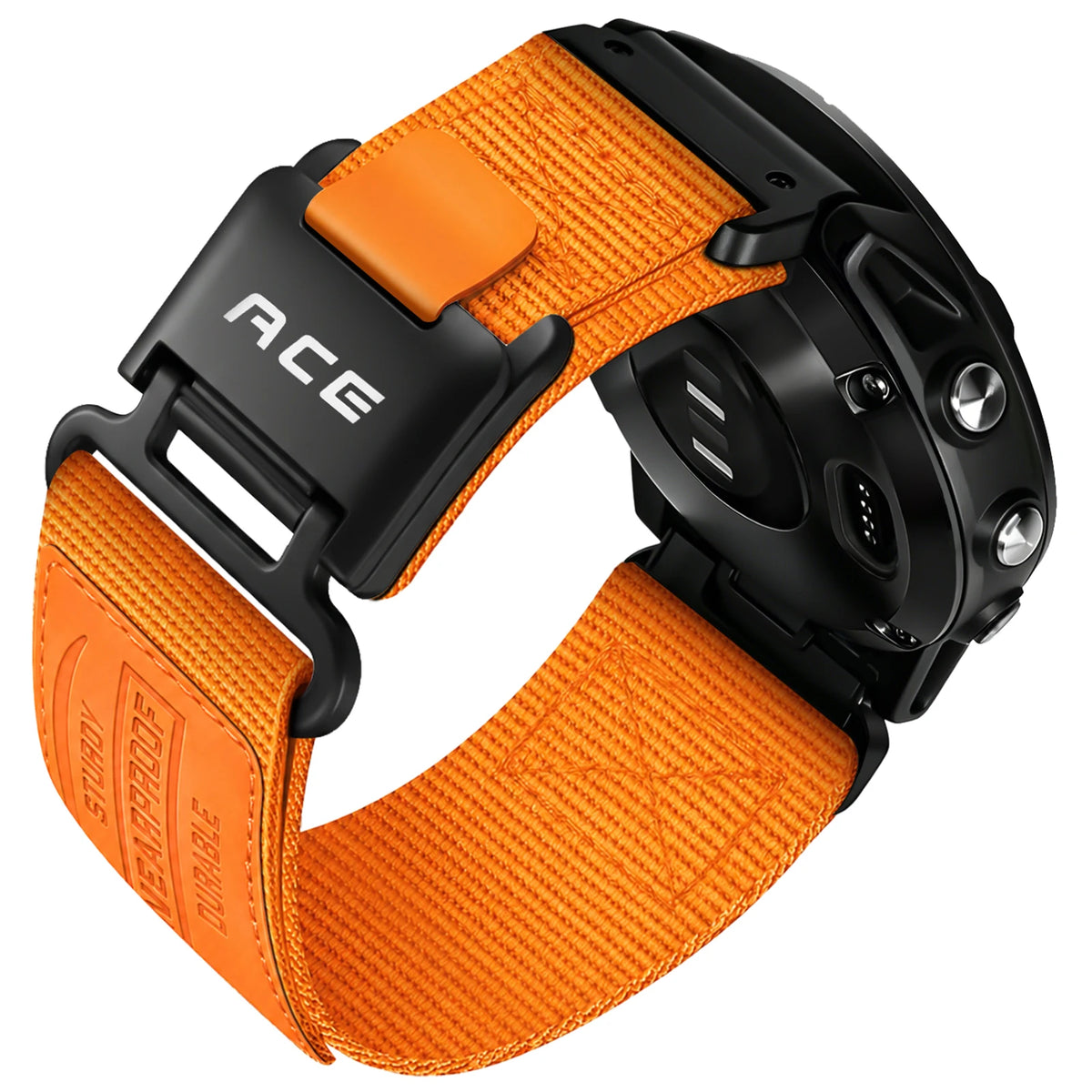 Orange Garmin QuickFit 22/26mm Rugged Nylon Band with Magnetic Buckle