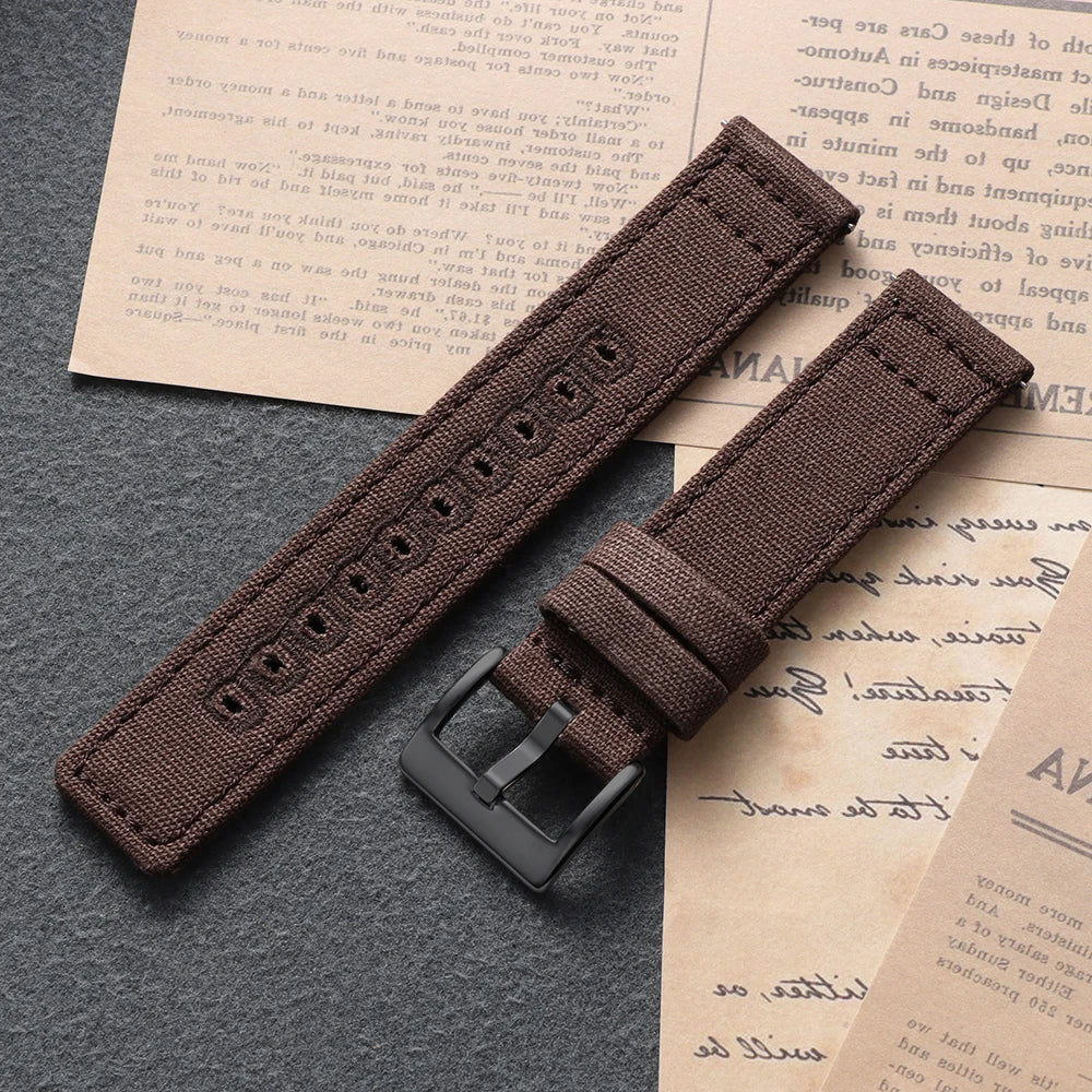 Garmin Stitched Canvas Nylon Band in Brown with Black Buckle