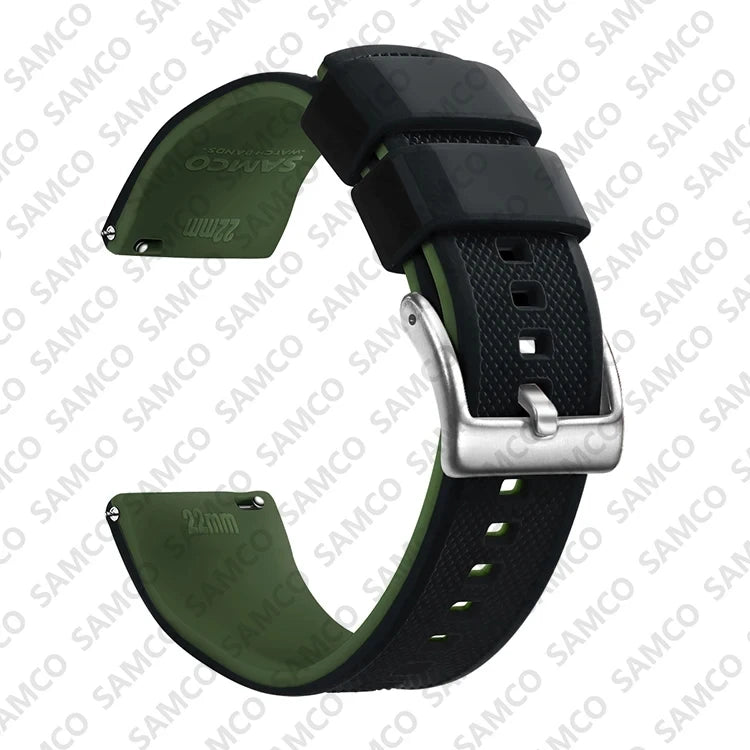 Polar Textured Silicone Band with Buckle Choices – Black / Army Green / Silver Buckle