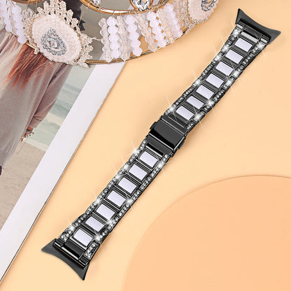 Black / White Google Pixel Watch 5, 4 and 3 41mm Resin Inlay Link Bracelet Band