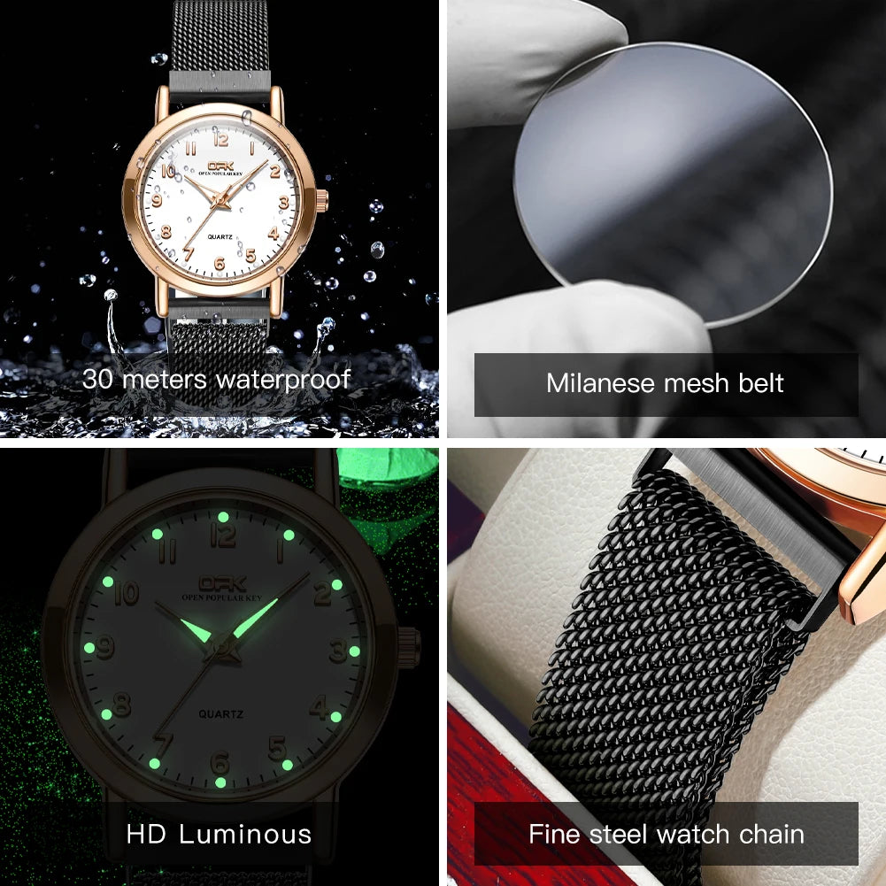 Women's Arabic Numeral Mesh Quartz Watch — Mesh bracelet and luminous hands — BandsCo Straps