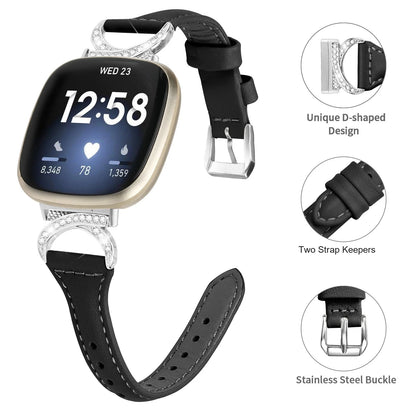 Fitbit Versa 4, Versa 3, Sense 2 and Sense Sparkly D-Link Leather Band — design detail