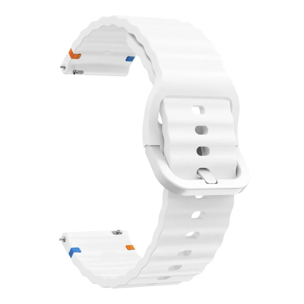 OnePlus Smartwatch Silicone Strap Band, Sport Wristband Replacement in white with colorful accents.