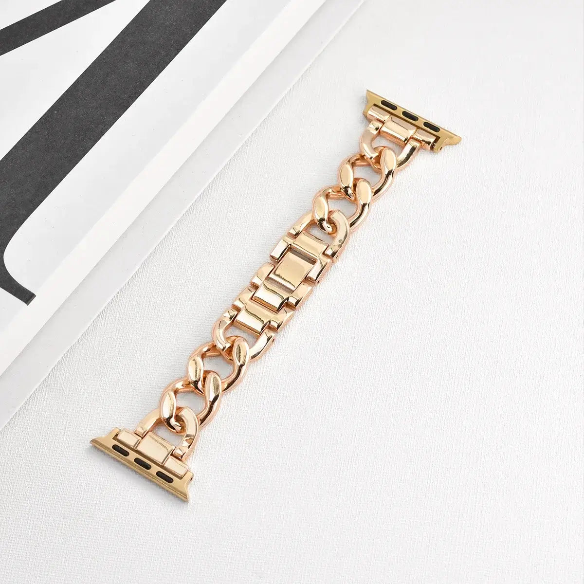 Gold mixed-link stainless steel Apple Watch chain band