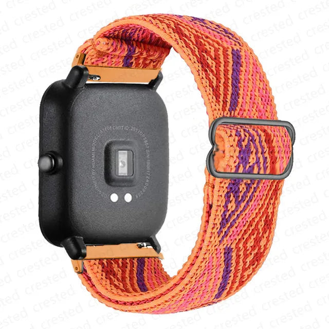 COROS Adjustable Elastic Fabric Watch Band - Orange Woven Pattern
