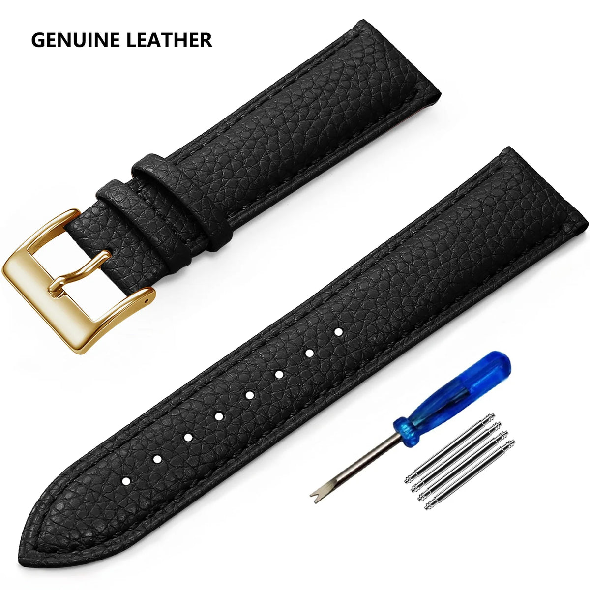 Garmin Grained Leather Band in Black with Rose Gold Buckle