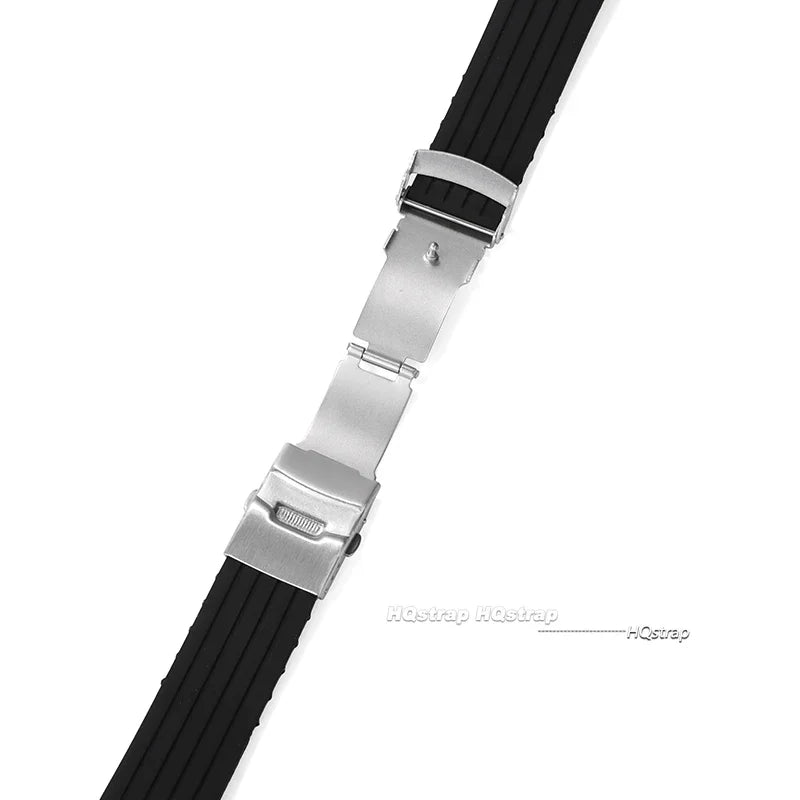 Silicone Folding Clasp Band for Motorola Moto — Silver folding clasp open