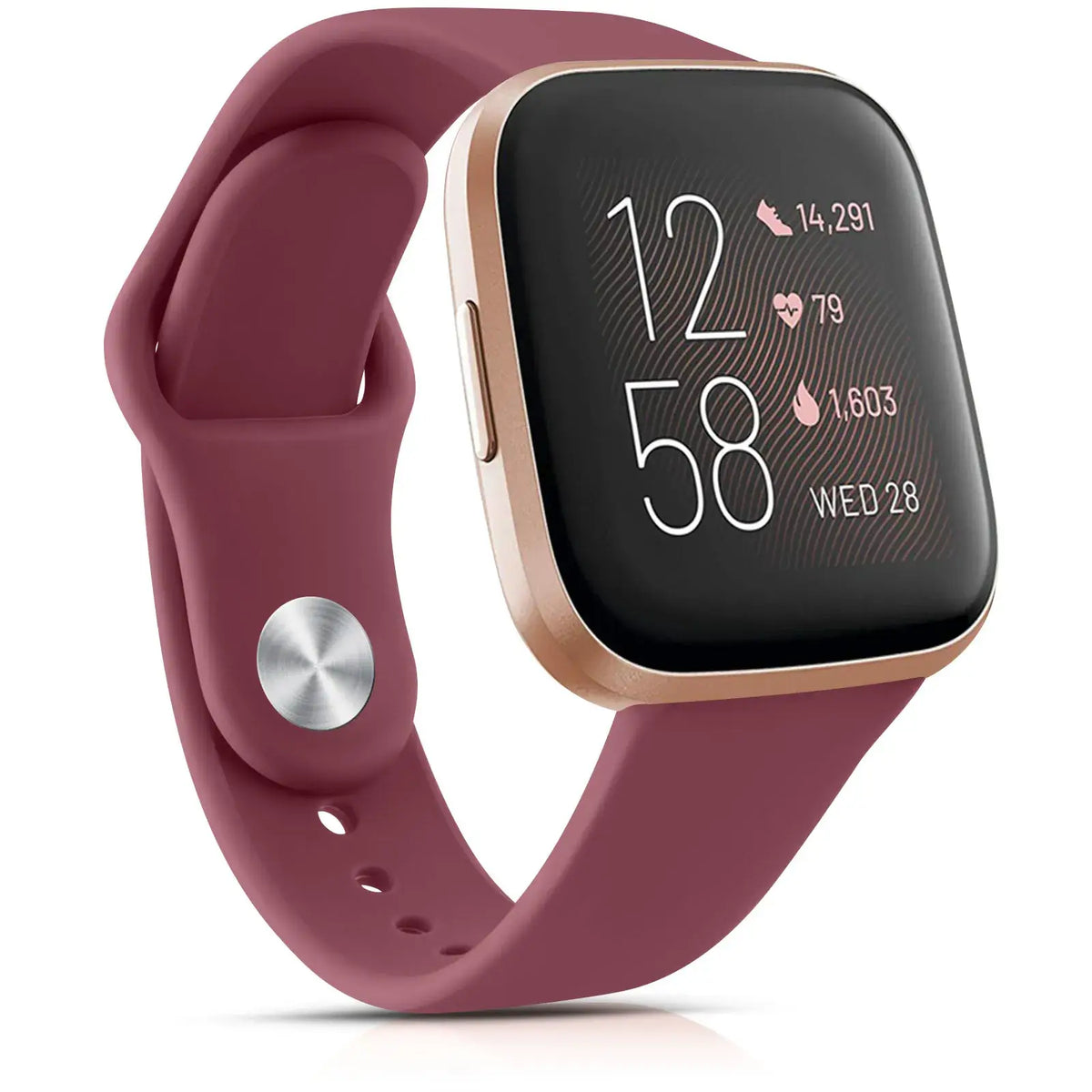 Fitbit Versa & Sense Classic Silicone Pin Band - Burgundy