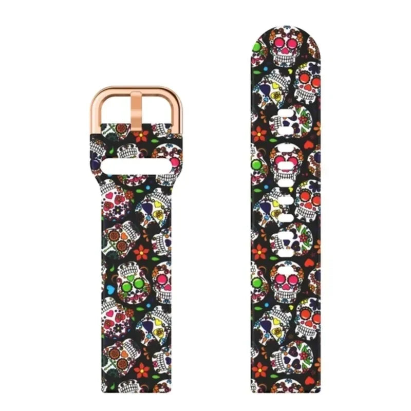 Garmin Printed Silicone Band in Colorful Skull