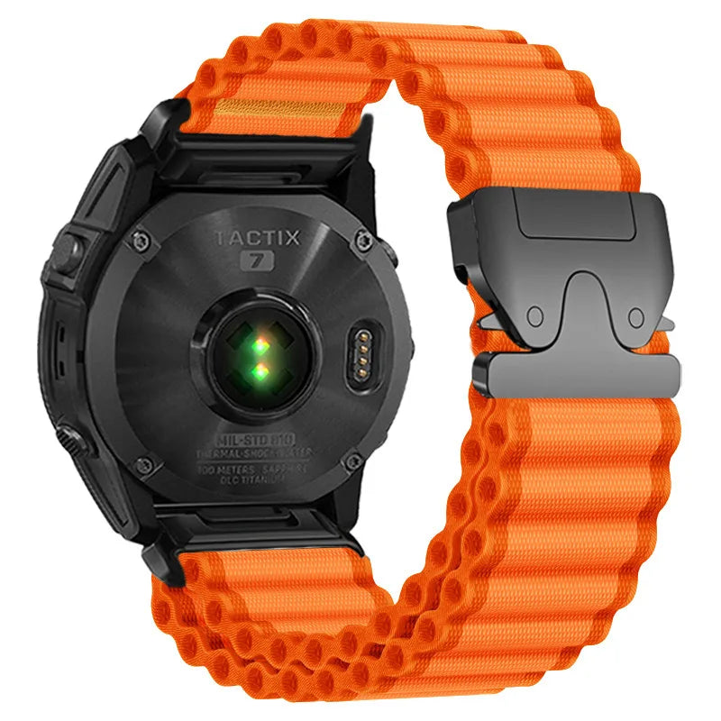 Orange / Black Garmin QuickFit 20/22/26mm Parachute Nylon Band with Hook Buckle