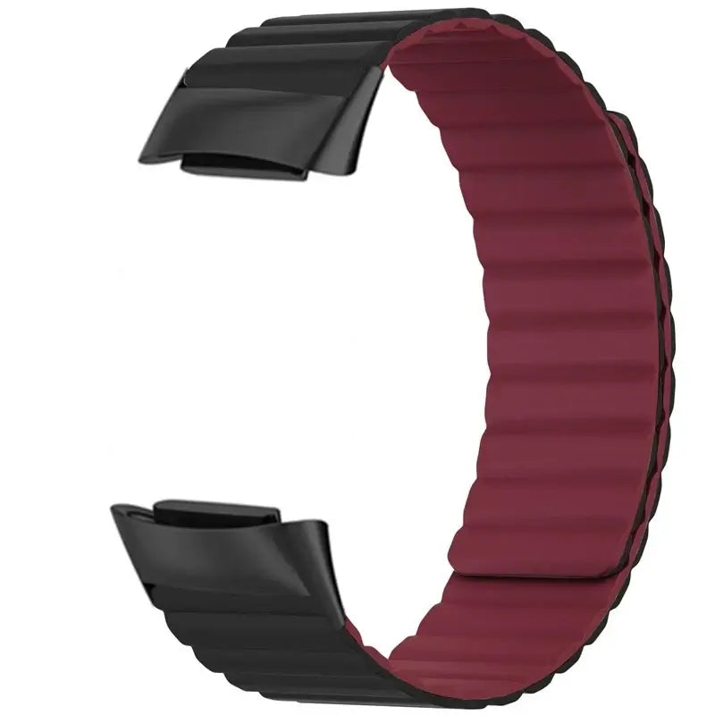 Fitbit Charge 5 & 6 Magnetic Silicone Wrap Band in Burgundy