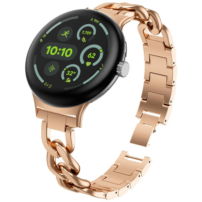 Rose Gold Google Pixel Watch 5, 4 and 3 Chain Link Stainless Steel Band