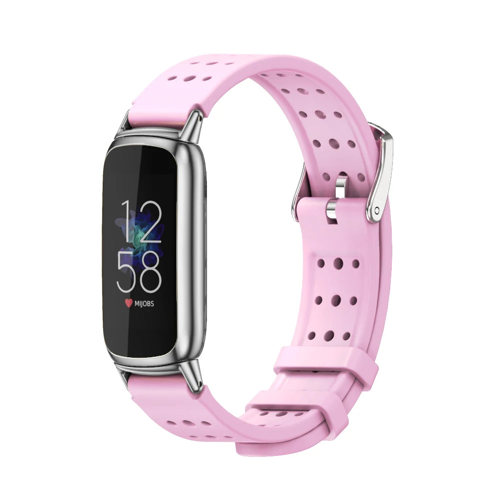 Pink / Silver Fitbit Luxe Mesh or Perforated Sport Band