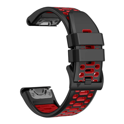 Black / Red Garmin QuickFit 22/26mm Breathable Two-Tone Silicone Band