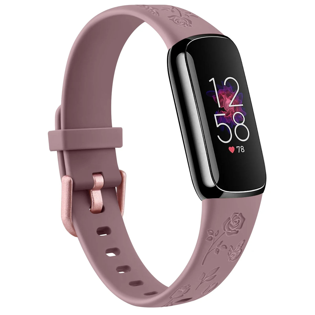 Fitbit Luxe Floral-Engraved TPU Band - Mauve