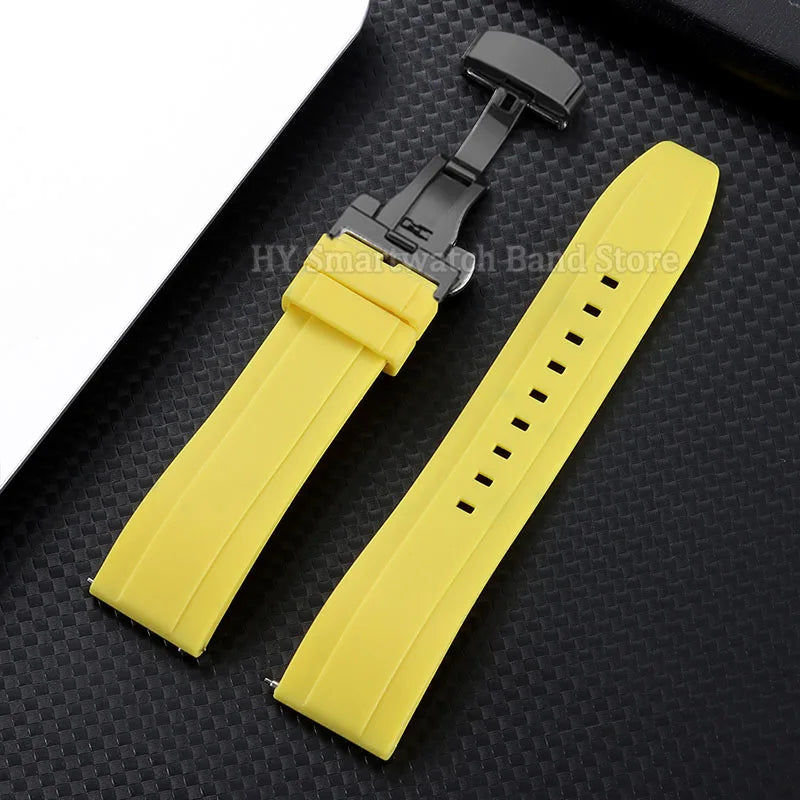 Garmin Silicone Butterfly Clasp Band in Yellow with Black Clasp