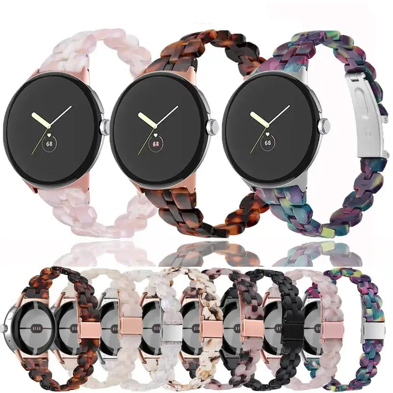 Resin Pixel Watch bracelets in several patterns with color previews