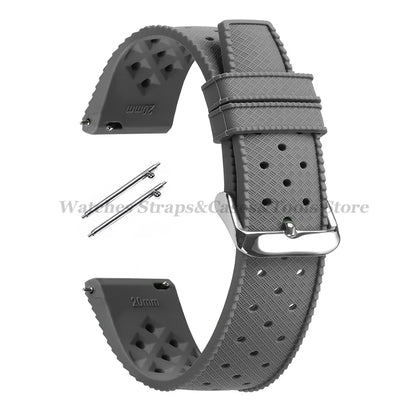 Garmin 18/20/22mm Quick Release Tropic-Style Silicone Band in Gray with Silver Buckle