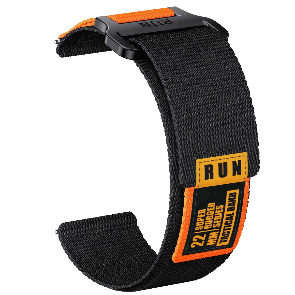 Polar Nylon Hook-and-Loop Band with RUN Label — Black / Orange Label